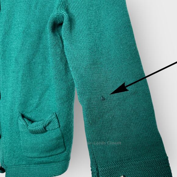 Banana Republic Merino Wool Cardigan Sweater Small Green Button Front Art Deco - Picture 4 of 7